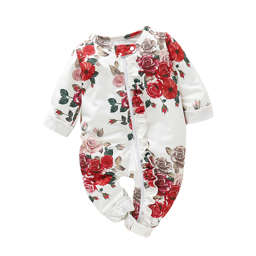 Newborn Baby Girls Floral Romper Long Sleeve