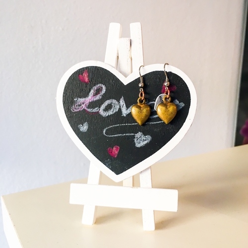 Bronze Heart Charms Earrings