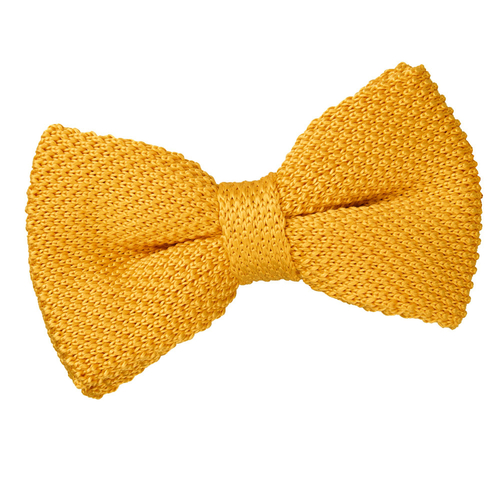Plain Knitted Pre-Tied Bow Tie - Marigold Yellow