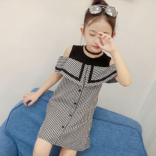 Vestido Infantil Children Baby Girl Plaid Print