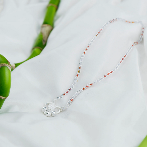 Pure Silver Green Chain Summer Minimalistic Boho Indian Payal Silver