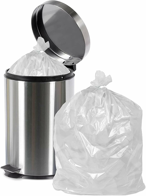 Pack of 150 White Polyethylene Trash Bags 33 x 39. Plastic Garbage Can
