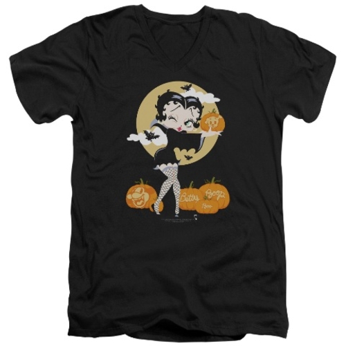 Trevco Betty Boop-Vamp Pumkins - Short Sleeve Adult 30-1 Tee - Black&#