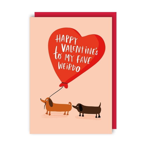 Fave Weirdo Sausage Dog Valentines Card (Pack of 6)