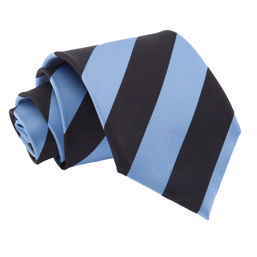 Striped Classic Tie - Baby Blue & Black