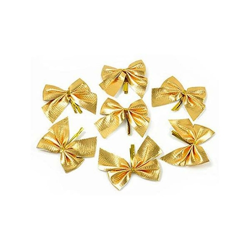 36Pcs Golden Red Flannel Christmas Bow Decoration 5Cm