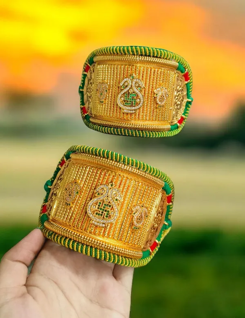 Green and Golden Designer Bajuband for Women