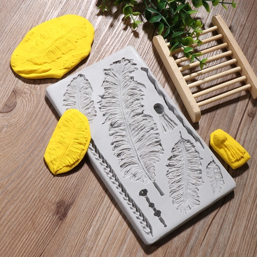 1PC Feather Pattern 3D Silicone Mold DIY Fondant