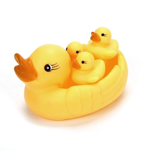4pcs/set Mummy & Baby Rubber Race Squeaky Ducks