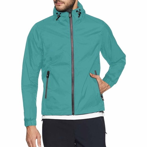 Mint Blue Hooded Windbreaker Jacket - Men / Women