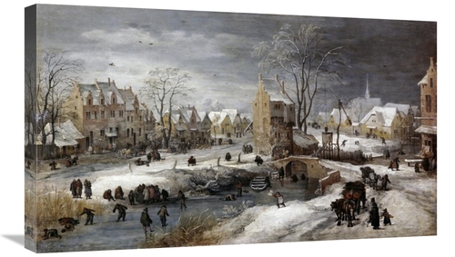 Global Gallery GCS-278629-30-142 30 in. A Village in Winter Art Print 