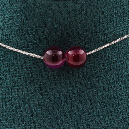 Pink banded Agate 2 beads necklace 8 mm. 