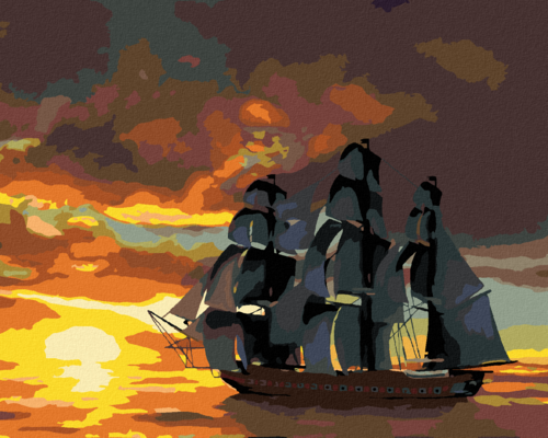 Zuty - Paint by Numbers - A BOAT AT SUNSET (D. RUSTY RUST), 40x50 cm