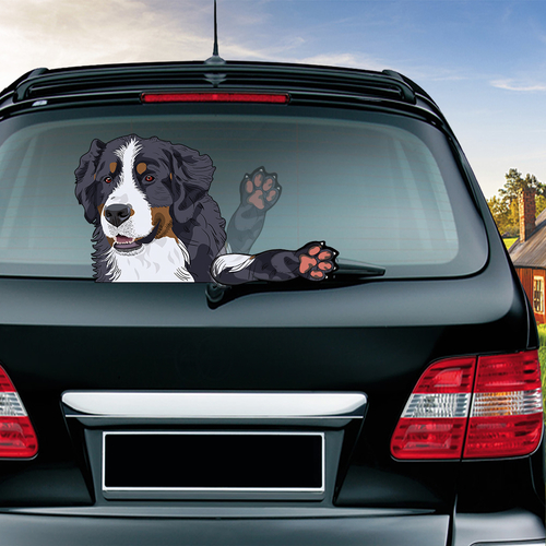 Border Collie Waving Wiper Decals PVC Car Styling