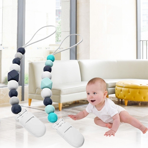 Baby Silicone Nipple Teether Molar Stick Chain To