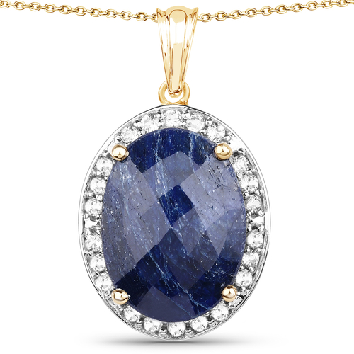 14K Yellow Gold Plated 20.88 Carat Dyed Sapphire and White Topaz .925