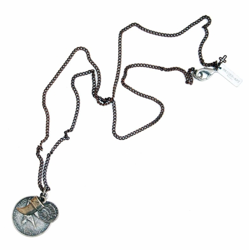 Mens coins and horn chain necklace