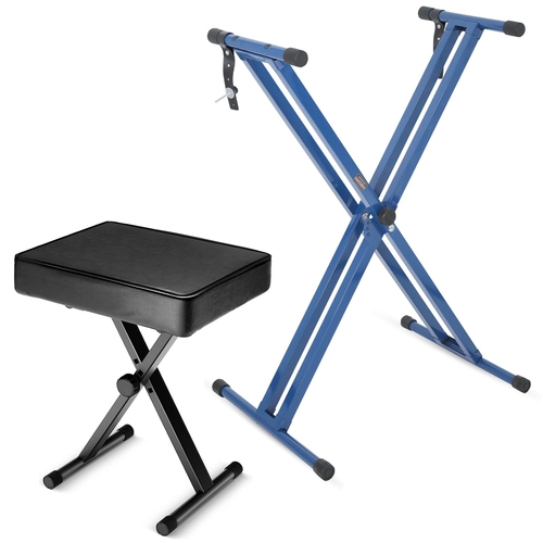 5Core Keyboard Stand Double X Style Adjustable Piano Riser BLUE +