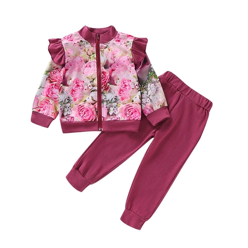 Toddler Baby Girls Ruffle Floral Print Tops Coat