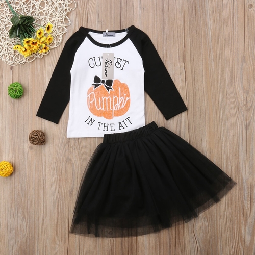 Toddler Kids Baby Girl  Pumpkin T shirt Tops Tutu