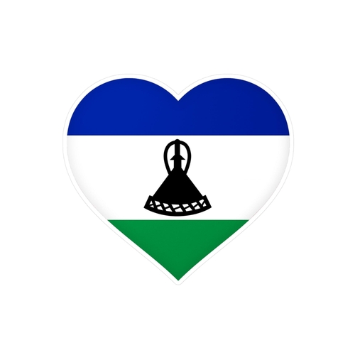 Autocollant en coeur Drapeau du Lesotho en plusieurs tailles