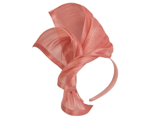 Bespoke coral silk abaca racing fascinator
