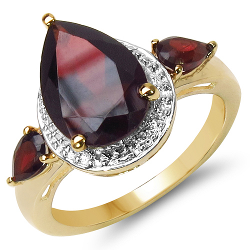 14K Yellow Gold Plated 3.50 Carat Genuine Garnet .925 Sterling Silver