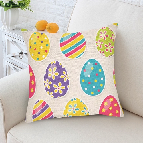 Urijk 45x45cm Bunny Pillowcase Easter Rabbit Eggs
