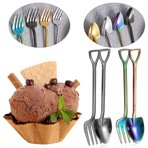 1PC Stainless Steel Shovel Shape Multi color Spoon