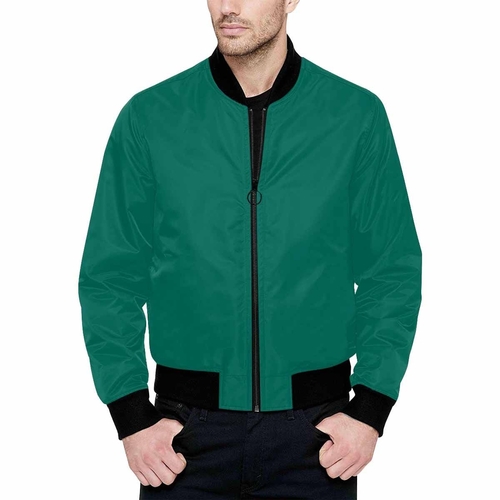 Mens Jacket - Teal Green and Black Bomber Jacket