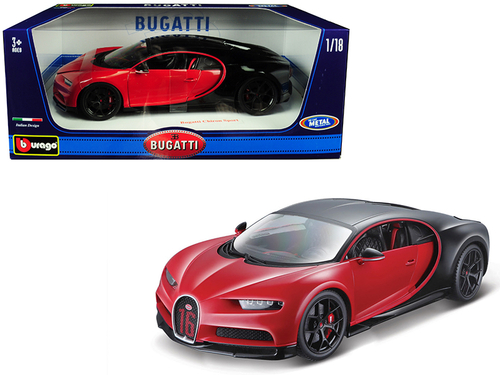 Bugatti Chiron Sport \16\" Red and Black 1/18 Diecast Model Car by
