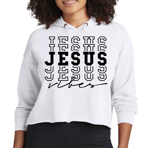 Womens Cropped Hoodie Jesus Vibes