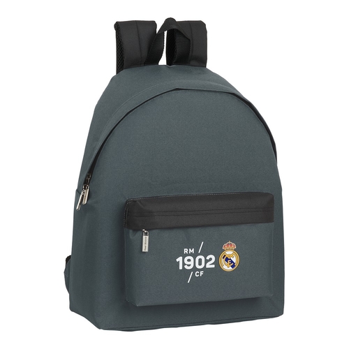 School Bag Real Madrid C.F. Carbon Black Dark grey (33 x 42 x 15 cm)