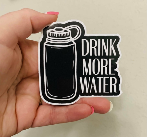 Drink Water Black and White Sticker/Magnet