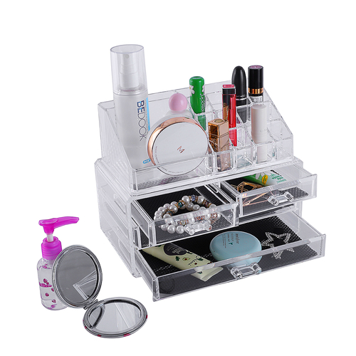 4 Drawers Integrated Acrylic Makeup Case Cosmetics Organizer Box