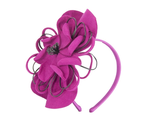 Fuchsia felt flower racing fascinator