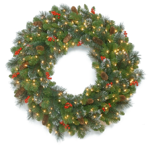 National Tree CW7-306-30W-1 30 in. Crestwood Spruce Wreath with Cones&