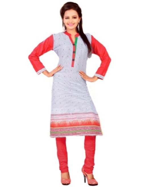 Grey & Red Printed Casual Women’s Kurti