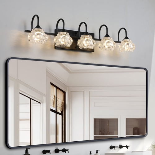 Retro 5-Light Bathroom Vanity Light Fixture - Black Finish with