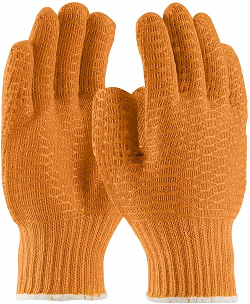 Pack of 24 Knit Glove Liners L size. Orange Protective String Knit