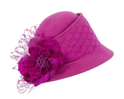 Fuchsia ladies winter fashion felt hat  F569F