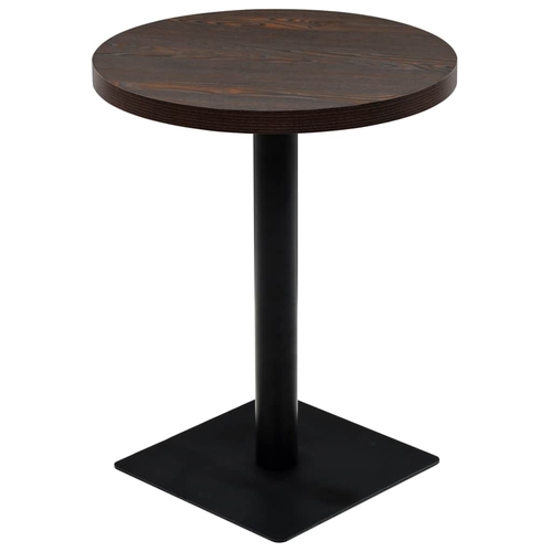 Bistro Table MDF and Steel Round 23.6"x29.5" Dark Ash