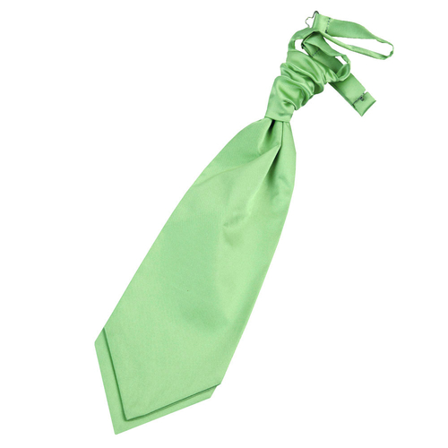Plain Satin Pre-Tied Ruche Cravat - Lime Green