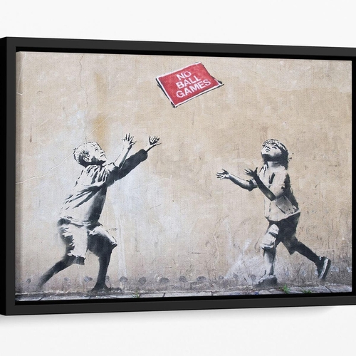 Banksy No Ball Games Floating Framed Canvas