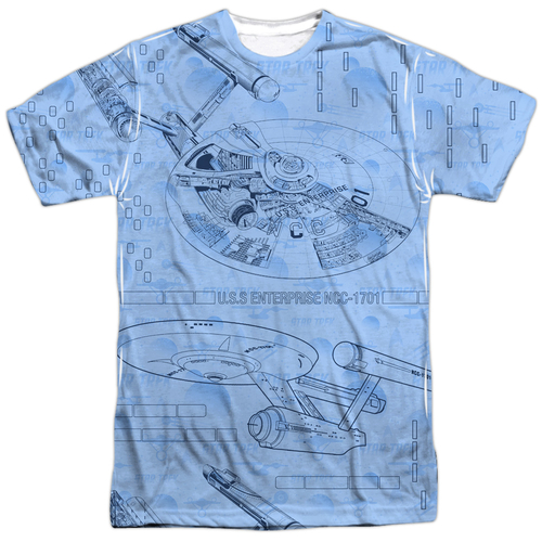 Trevco CBS1288-ATPP-1 Star Trek-Blue Print - Short Sleeve Adult 100 Pe