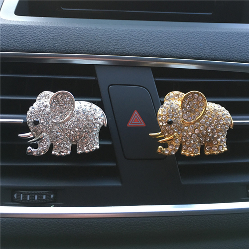 Crystal Metal Elephants Perfume Clip For