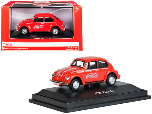 1966 Volkswagen Beetle \Coca-Cola\" Red 1/72 Diecast Model Car by