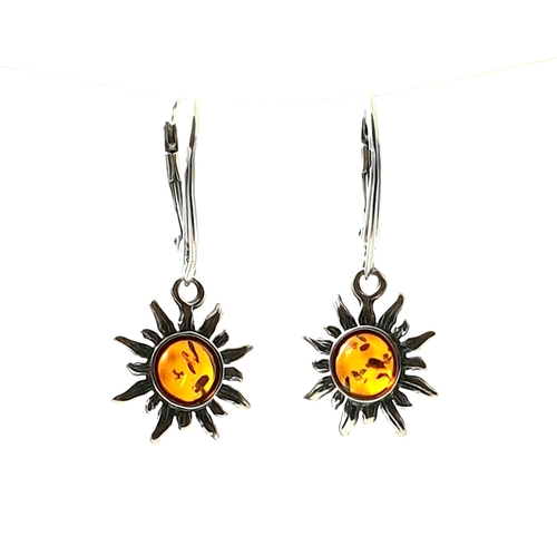 Baltic Amber Jewelry - Sun Drop Earrings with Sterling Silver 925