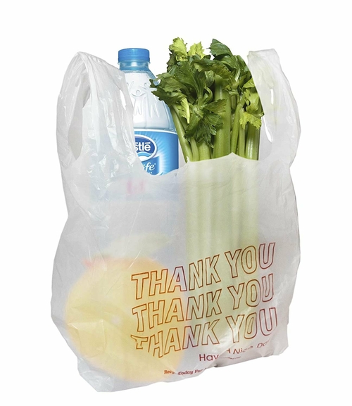 Pack of 100 White T-Shirt Bags 11.5 x 6.5 x 21 Plastic Bags 11 1/2 x 6
