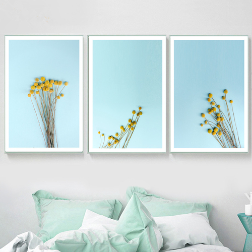 Artificial Plastic YelFlower Wall Art Canvas